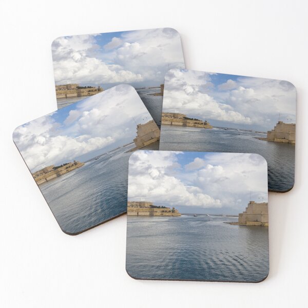 Item preview, Historic Mediterranean Harbor With Stone Fort, Calm Water and Dramatic Cloud Sky designed and sold by Nmallia.