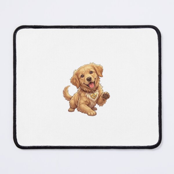 Item preview, Cute Golden Retriever Puppy Waving Paw Illustration designed and sold by Northern Glow Art.