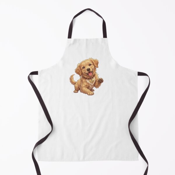 Item preview, Cute Golden Retriever Puppy Waving Paw Illustration designed and sold by Northern Glow Art.
