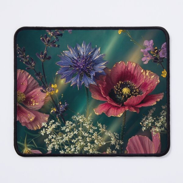 Item preview, Ethereal Midnight Garden Dark Botanical Wildflowers with Gold Accents designed and sold by CunningMaskPrints.