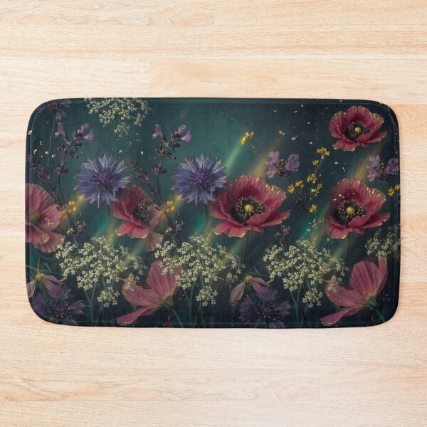 Item preview, Ethereal Midnight Garden Dark Botanical Wildflowers with Gold Accents  designed and sold by CunningMaskPrints.