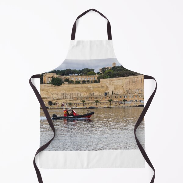 Item preview, Rescue Rigid Inflatable Boat Racing Along Waterfront Near Malta Historic Harbour Fortifications designed and sold by Nmallia.