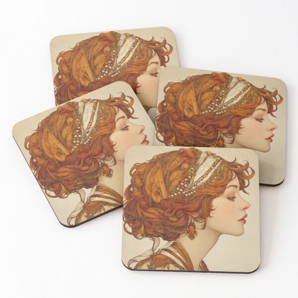 Item preview, Art Nouveau Romantic Woman Portrait Vintage Gold Aesthetic designed and sold by MiratiZema.