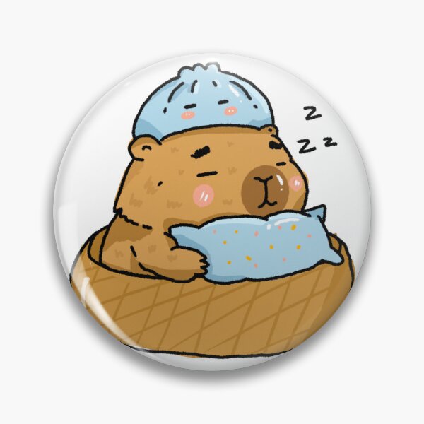 Item preview, Sleepy Capybara Dumpling Hat Sticker | Cozy Awkward Animal Club | Cute Kawaii Capybara Art designed and sold by chupichapa.