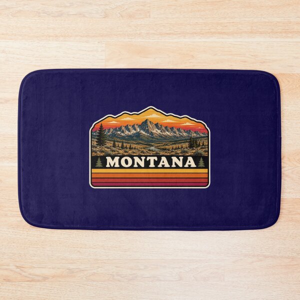 Item preview, Montana Mountain Sunset Retro Badge | Big Sky Country Wilderness designed and sold by Swanny's Custom T-shirt and Gift Designs.