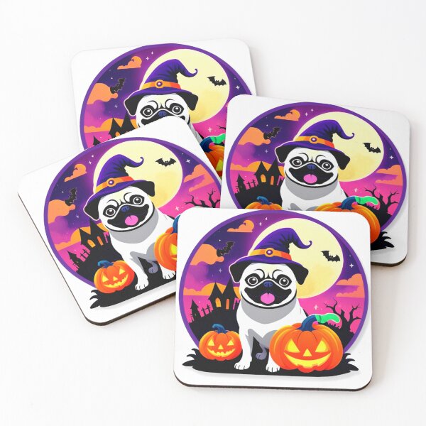 Item preview, Halloween Puppy Wearing Witch Hat Sitting On Pumpkin Design designed and sold by Cute Animals And Royal Art.