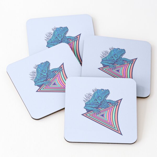 Item preview, Vaporwave Iguana Illustration | Retro Synthwave Geometric Reptile designed and sold by Half Mess.