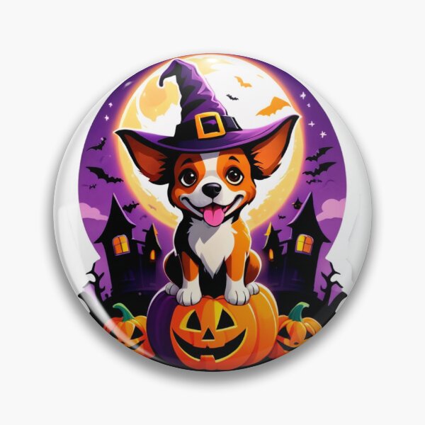 Item preview, Cute Puppy With Witch Hat And Halloween Pumpkins designed and sold by Cute Animals And Royal Art.