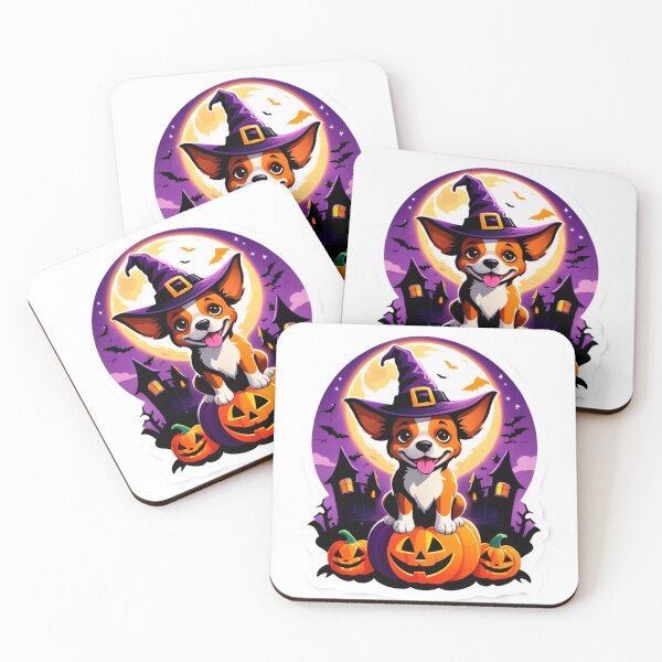 Item preview, Cute Puppy With Witch Hat And Halloween Pumpkins designed and sold by Cute Animals And Royal Art.