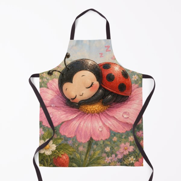Item preview, Sleepy Ladybug on Pink Flower | Cute Kawaii Strawberry Dreams Aesthetic designed and sold by Design by Sara.