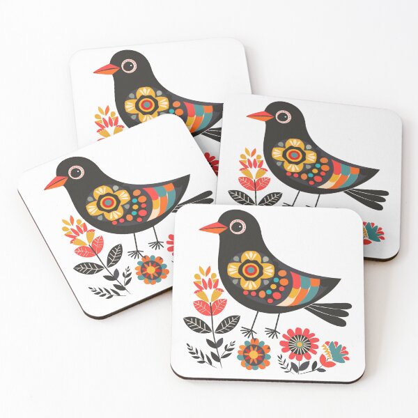 Item preview, Scandinavian Folk Art, Crow With Flower designed and sold by xiao xuans.