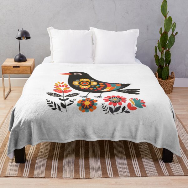 Item preview, Scandinavian Folk Art, Crow With Flower designed and sold by xiao xuans.