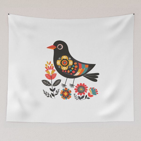 Item preview, Scandinavian Folk Art, Crow With Flower designed and sold by xiao xuans.