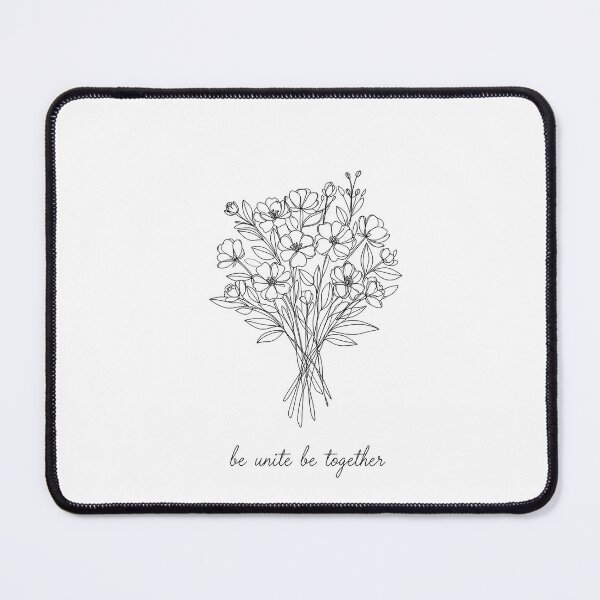 Item preview, A minimalist single-line drawing of a bouquet of flowers with leaves and words be unite be together  designed and sold by wallartofmio.