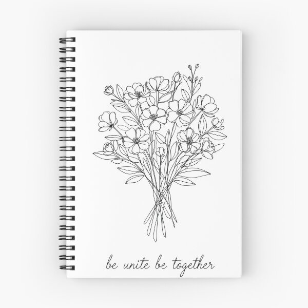 Item preview, A minimalist single-line drawing of a bouquet of flowers with leaves and words be unite be together  designed and sold by wallartofmio.