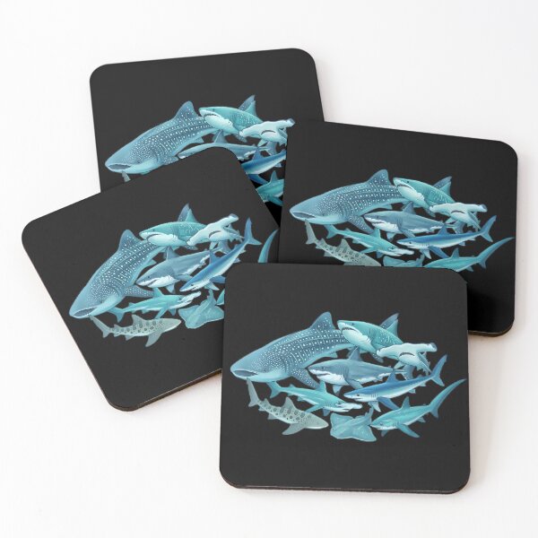 Item preview, Diverse Collection of Sharks and Rays Illustration designed and sold by Linework Studio.