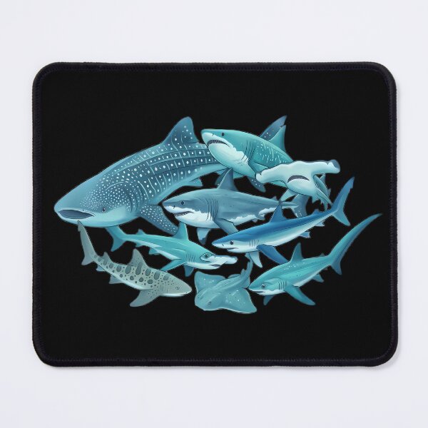 Item preview, Diverse Collection of Sharks and Rays Illustration designed and sold by Linework Studio.