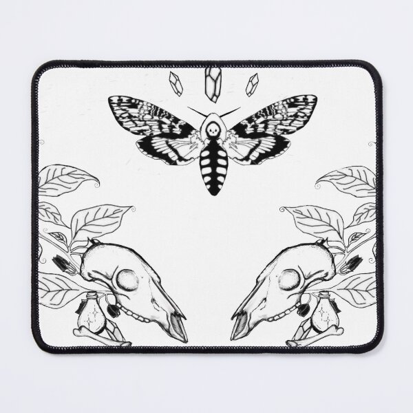 Item preview, Death’s-head moth with deer skull, crystals and deadly nightshade designed and sold by EricaVollmer.