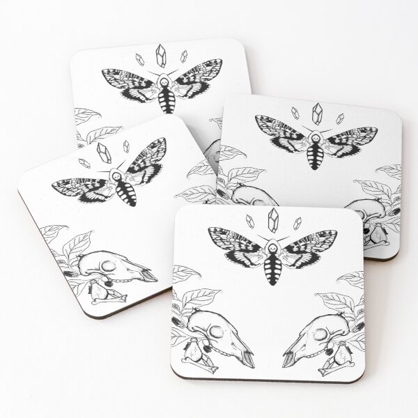 Item preview, Death’s-head moth with deer skull, crystals and deadly nightshade designed and sold by EricaVollmer.