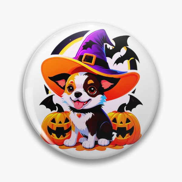 Item preview, Dog Wearing Witch Hat Halloween Pumpkin Design designed and sold by Cute Animals And Royal Art.
