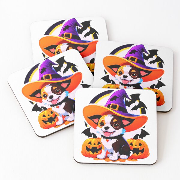 Item preview, Dog Wearing Witch Hat Halloween Pumpkin Design designed and sold by Cute Animals And Royal Art.