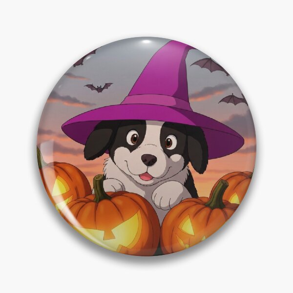 Item preview, Cute Witch Dog Sitting On Pumpkins Halloween Artwork designed and sold by Cute Animals And Royal Art.