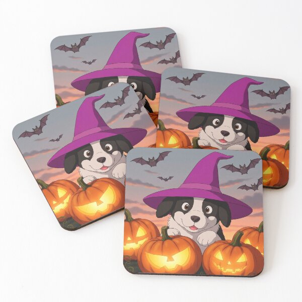 Item preview, Cute Witch Dog Sitting On Pumpkins Halloween Artwork designed and sold by Cute Animals And Royal Art.