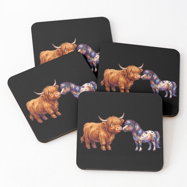 Item preview, Cute Highland Cow and Galaxy Pony Art designed and sold by Linework Studio.