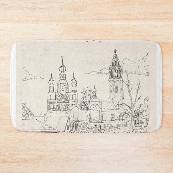 Item preview, Lobanovo Village, Russia | Pen and Ink Architectural Illustration designed and sold by Wall-Art-Sketch.