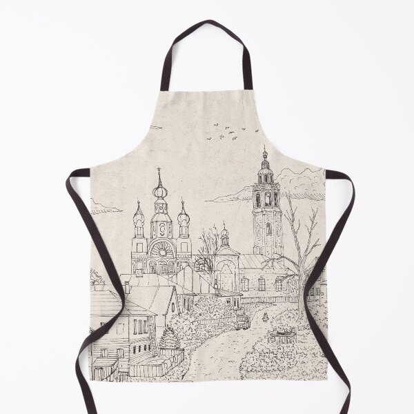 Item preview, Lobanovo Village, Russia | Pen and Ink Architectural Illustration designed and sold by Wall-Art-Sketch.