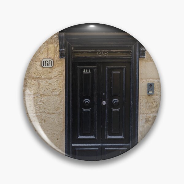 Item preview, Black Wooden Door Set in Weathered Stone Wall With Lantern and Barred Window designed and sold by Nmallia.