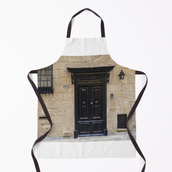 Item preview, Black Wooden Door Set in Weathered Stone Wall With Lantern and Barred Window designed and sold by Nmallia.