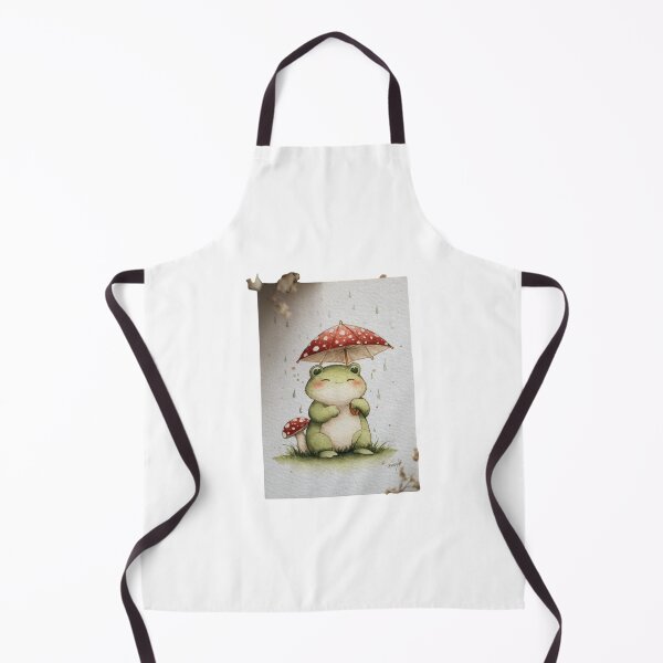 Item preview, Watercolor Frog with Mushroom Umbrella Rainy Day designed and sold by Cozy Chaos Studio Co.