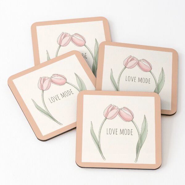 Item preview, two leaning tulips – LOVE MODE artwork LİNE ART type minimalist with love mode writing designed and sold by wallartofmio.