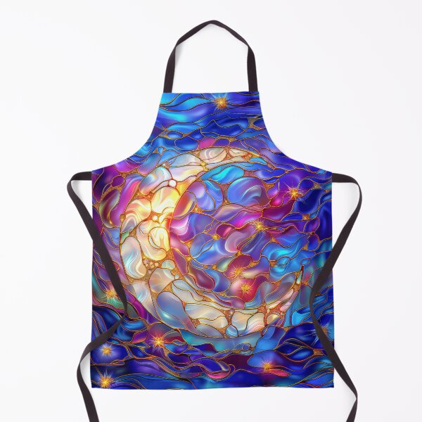 Item preview, Moon and Northern Lights Stained Glass Art | Celestial Night Sky Fantasy designed and sold by MargaretWiktor.