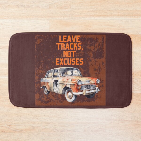 Item preview, Leave Tracks Not Excuses Vintage Car Motivational Offroad Quote Retro Rusty Vehicle Design. designed and sold by LunaPrintCo.