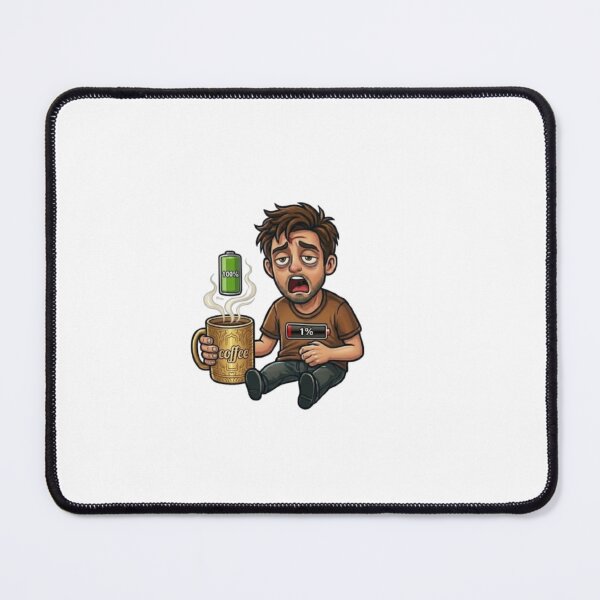 Item preview, Funny Coffee Battery 1 Percent Tired Man Morning Caffeine Meme designed and sold by Northern Glow Art.