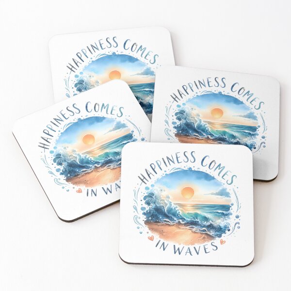 Item preview, Happiness Comes in Waves Watercolor Ocean Sunset designed and sold by InkRevolt.