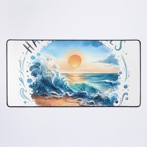Item preview, Happiness Comes in Waves Watercolor Ocean Sunset designed and sold by InkRevolt.