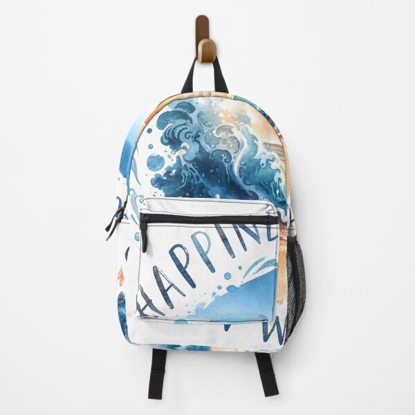 Item preview, Happiness Comes in Waves Watercolor Ocean Sunset designed and sold by InkRevolt.