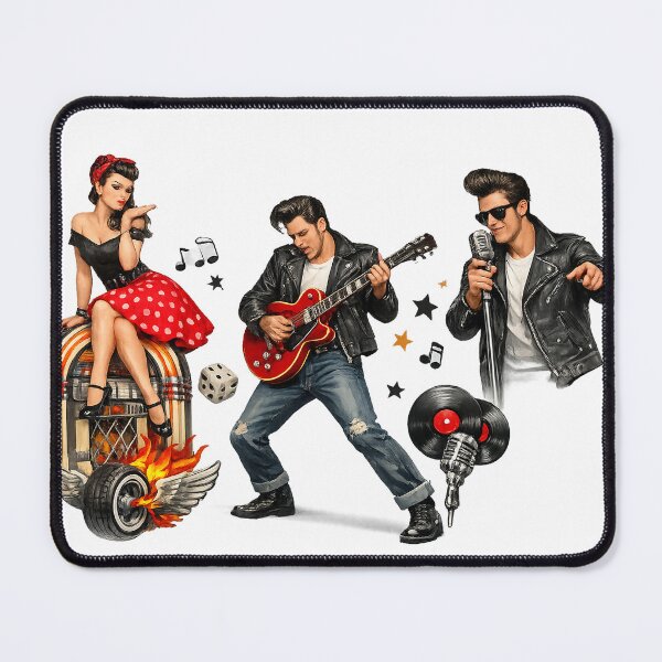 Item preview, Rockabilly Jukebox Guitar Retro Rock and Roll Art designed and sold by Hookesmode.