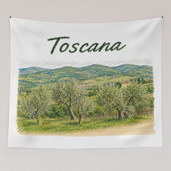 Item preview, Tuscany – Olive trees and Italian hills in pencil style designed and sold by JOANNASKAH.