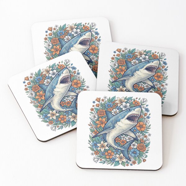 Item preview, Floral Shark Illustration, Cottagecore Shark Art, Ocean Animal Botanical Design designed and sold by MS Pod Studio.
