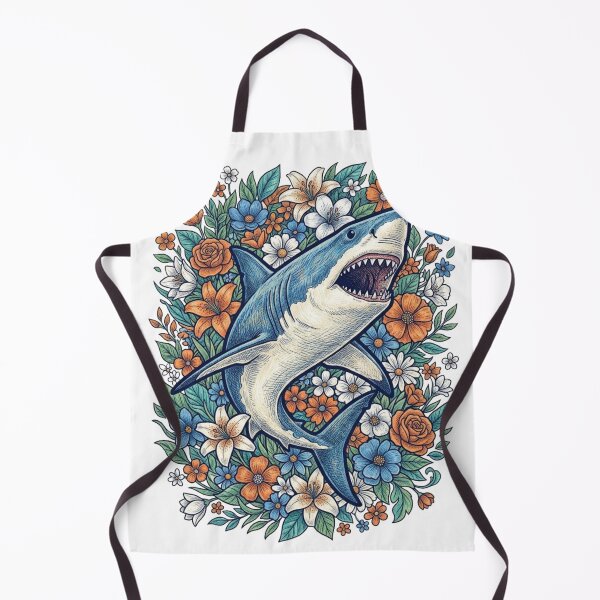 Item preview, Floral Shark Illustration, Cottagecore Shark Art, Ocean Animal Botanical Design designed and sold by MS Pod Studio.