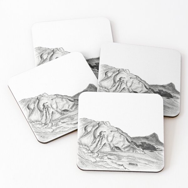Item preview, Coastal Cliff Sketch | Hand Drawn Seaside Landscape Pencil Illustration designed and sold by TheSlowShore.
