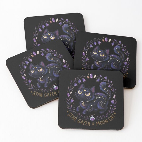 Item preview, Star Gazer Moon Cat - Cute Magical Witchy Black Cat Aesthetic designed and sold by LunaCat Studio.