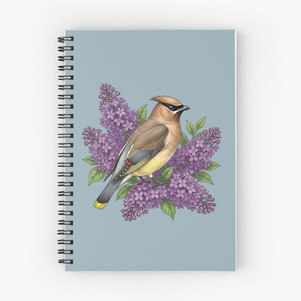 Item preview, Cedar Waxwing Among Purple Lilac Botanicals Wildlife Nature Art designed and sold by BirdsnStuff.