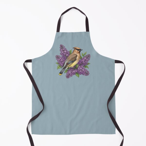 Item preview, Cedar Waxwing Among Purple Lilac Botanicals Wildlife Nature Art designed and sold by BirdsnStuff.
