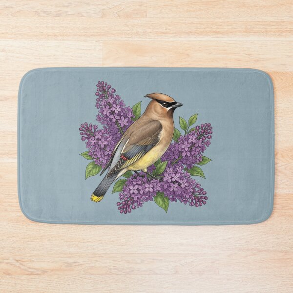 Item preview, Cedar Waxwing Among Purple Lilac Botanicals Wildlife Nature Art designed and sold by BirdsnStuff.