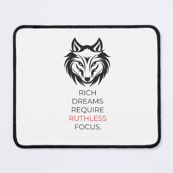 Item preview, Rich Dreams Require Ruthless Focus Wolf Motivation T-Shirt | Success Mindset Design designed and sold by Vvmd.